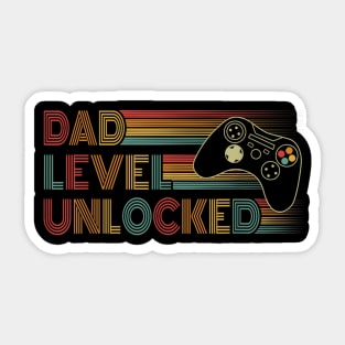 Funny New Dad Shirt Dad Level Unlocked Gaming Gamer Dad Mens Sticker